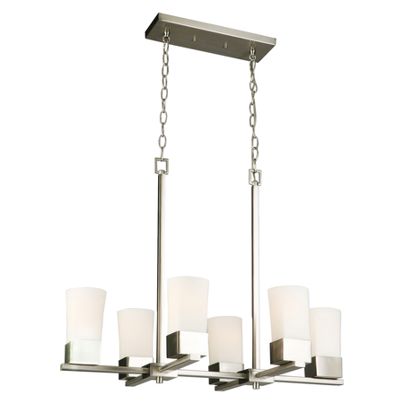 EGLO 6X60W Multi Light Pendant W/ Brushed Nickel Finish & Frosted Glass 202857A
